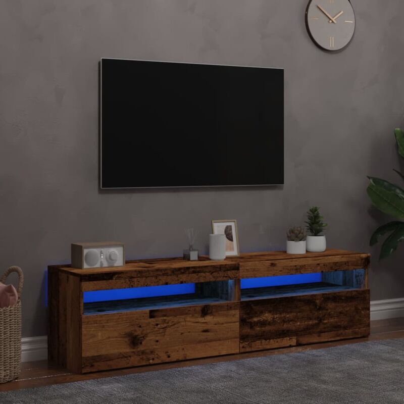 foto del prodotto vidaxl mobili porta tv con led 2 pz legno antico in legno multistrato
