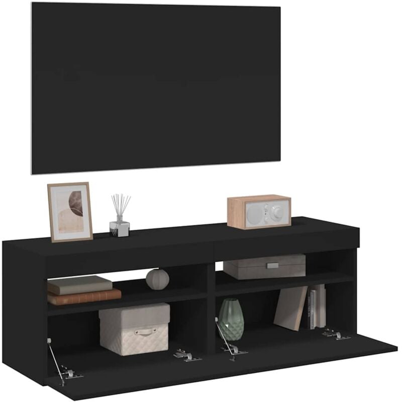 foto del prodotto vidaxl mobili porta tv con luci led 2 pz neri 60x35x40 cm
