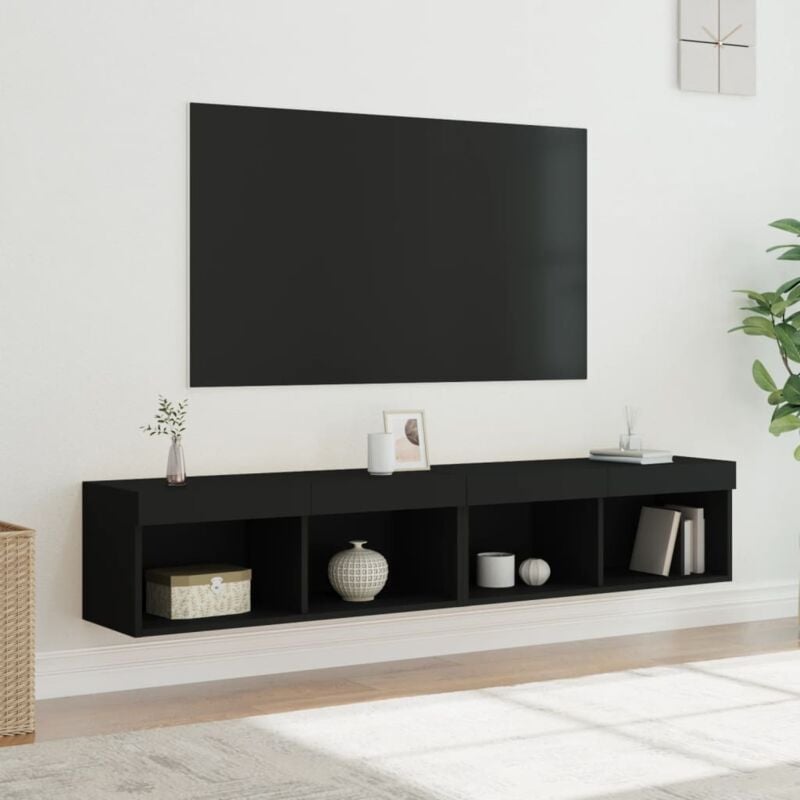 foto del prodotto vidaxl mobili porta tv con luci led 2 pz neri 80x30x30 cm