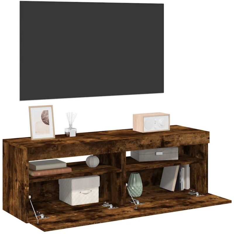 foto del prodotto vidaxl mobili porta tv con luci led 2 pz rovere fumo 60x35x40 cm