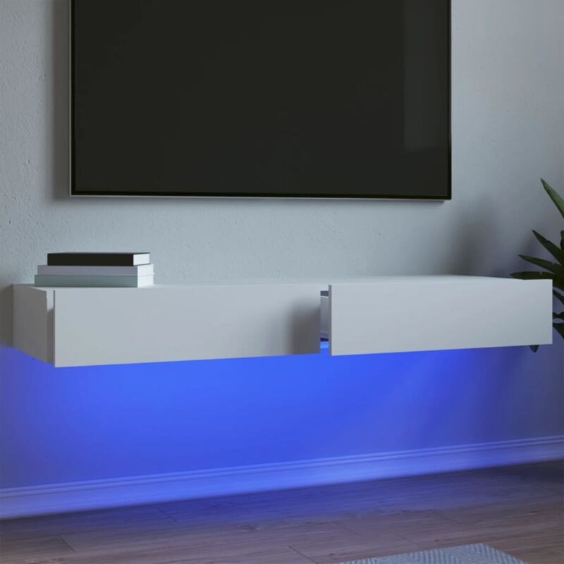 foto del prodotto vidaxl mobili porta tv con luci led 2pz bianchi 60x35x15,5 cm