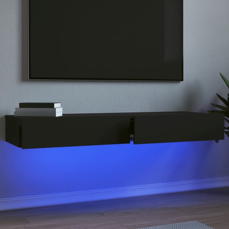 foto del prodotto vidaxl mobili porta tv con luci led 2pz neri 60x35x15,5 cm