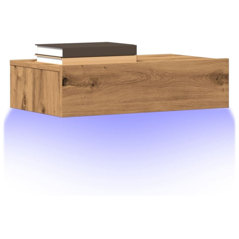 foto del prodotto vidaxl mobili porta tv luci led 2 pz rovere artigianale 60x35x15,5 cm