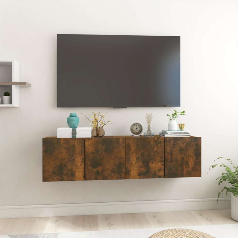 foto del prodotto vidaxl mobili porta tv pensili 2 pz rovere fumo 60x30x30 cm