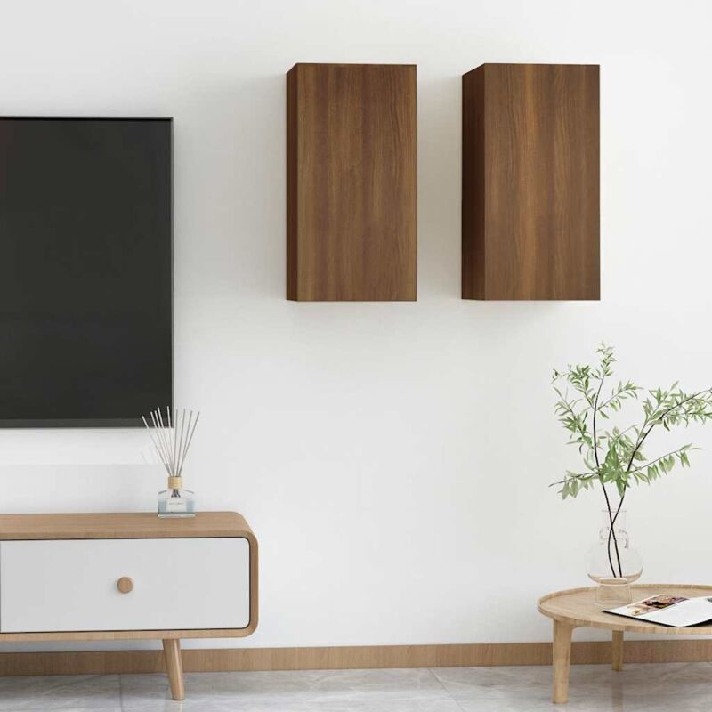 foto del prodotto vidaxl mobili tv 2 pz rovere marrone 30,5x30x60 cm legno multistrato