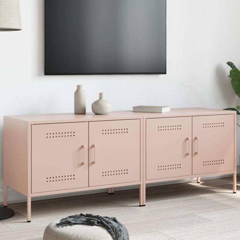 foto del prodotto vidaxl mobili tv 2pz rosa 68x39x50,5 cm in acciaio