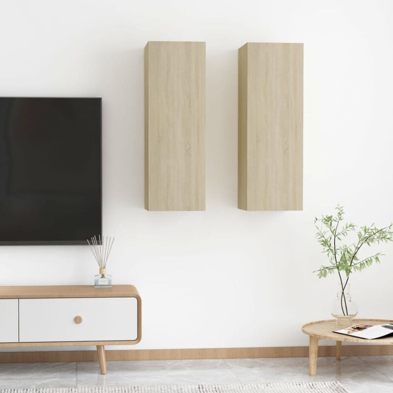 foto del prodotto vidaxl mobili tv 2pz rovere sonoma 30,5x30x90 cm in legno multistrato