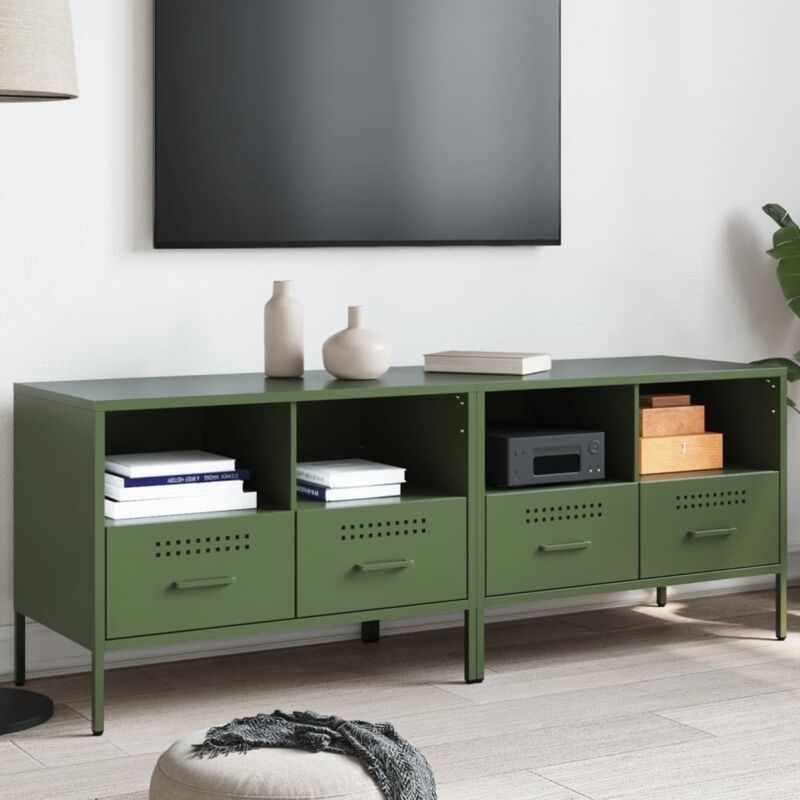 foto del prodotto vidaxl mobili tv 2pz verde oliva 68x39x50,5 cm in acciaio