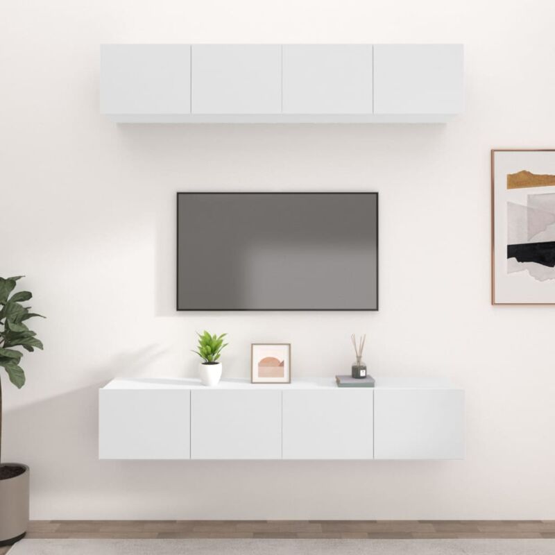 foto del prodotto vidaxl mobili tv 4 pz bianchi 80x30x30 cm in legno multistrato