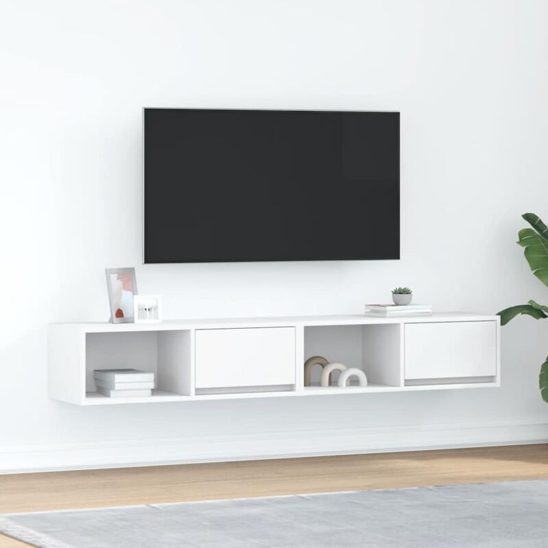 foto del prodotto vidaxl mobili tv a parete 2pz bianchi 80x31x25,5 cm legno multistrato