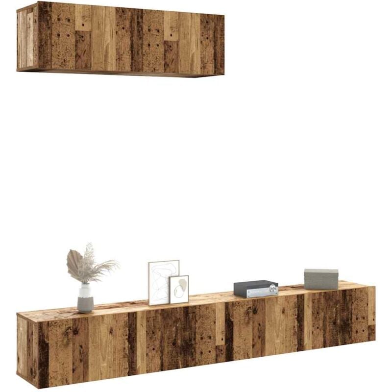 foto del prodotto vidaxl mobili tv a parete 3 pz legno antico 100x30x30 cm in truciolato