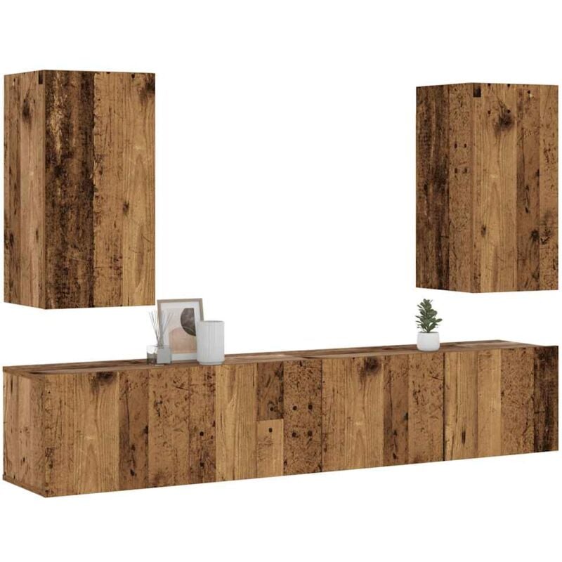 foto del prodotto vidaxl mobili tv a parete 4 pz legno antico in legno multistrato
