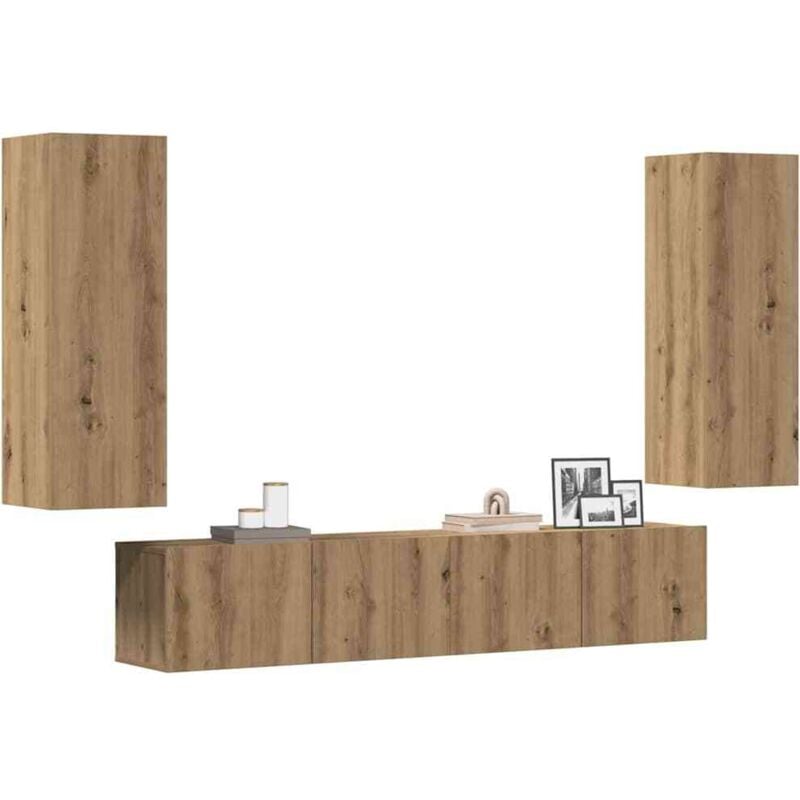 foto del prodotto vidaxl mobili tv a parete 4 pz rovere artigianale in legno multistrato
