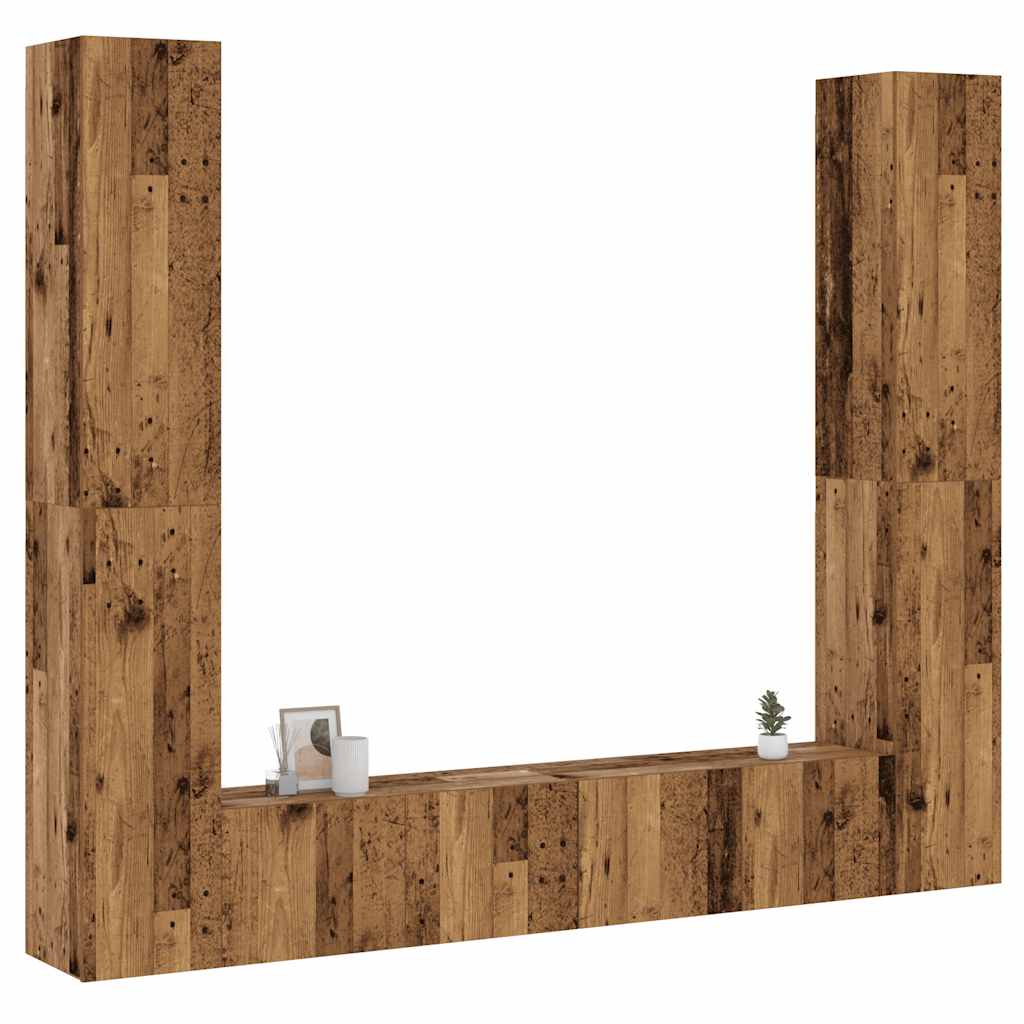 foto del prodotto vidaxl mobili tv a parete 6 pz legno vecchio legno multistrato