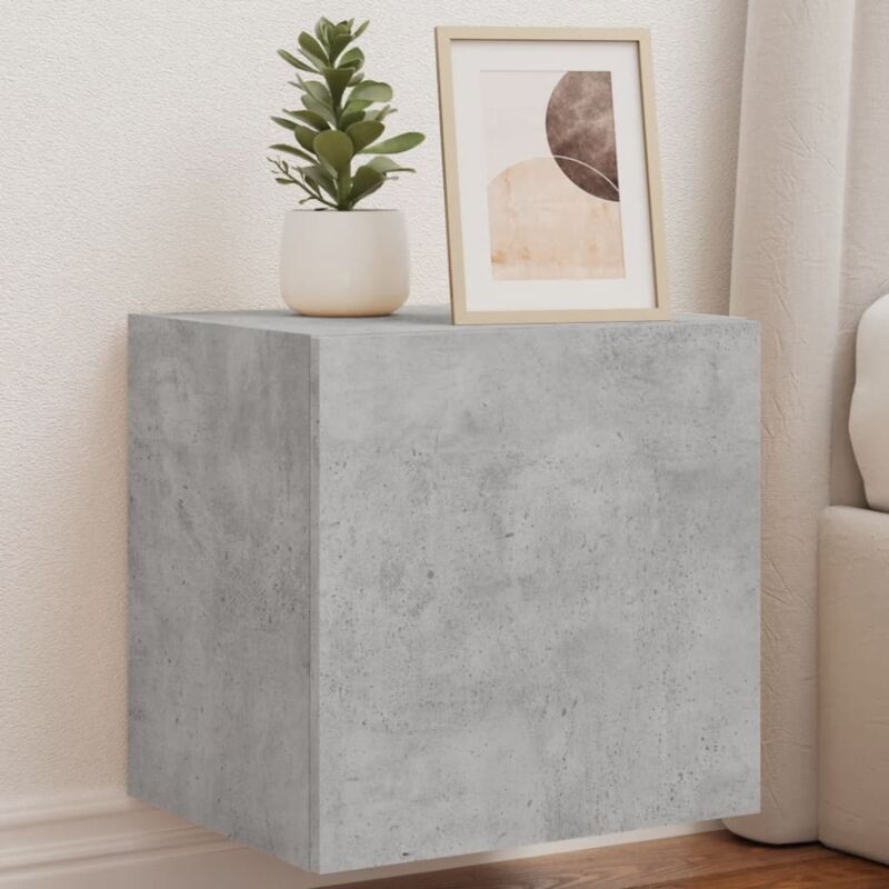 foto del prodotto vidaxl mobili tv a parete con luci led 2pz grigio cemento 40,5x35x40cm