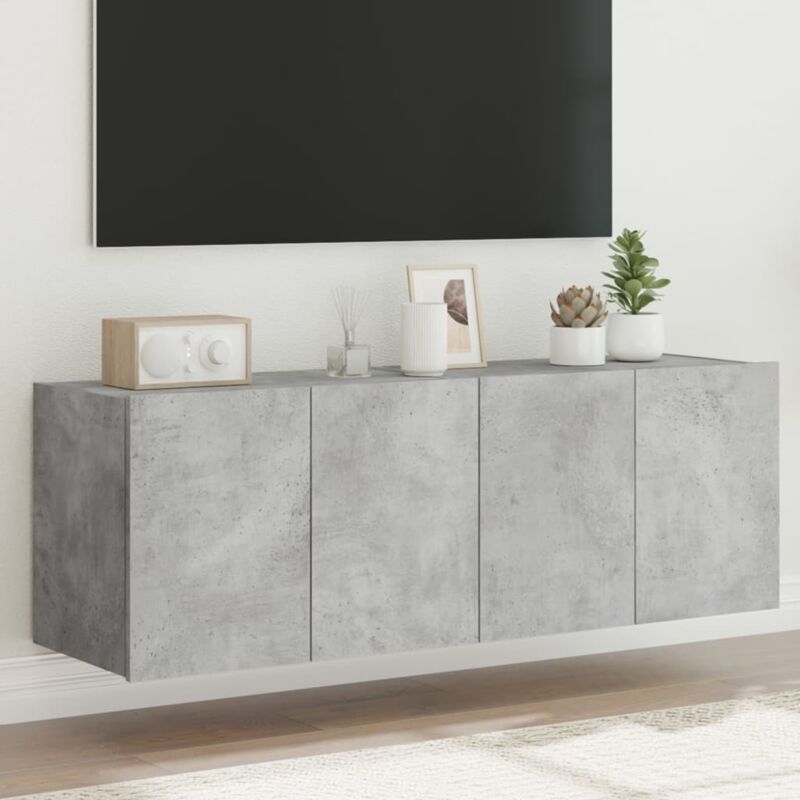 foto del prodotto vidaxl mobili tv a parete con luci led 2pz grigio cemento 60x35x41 cm