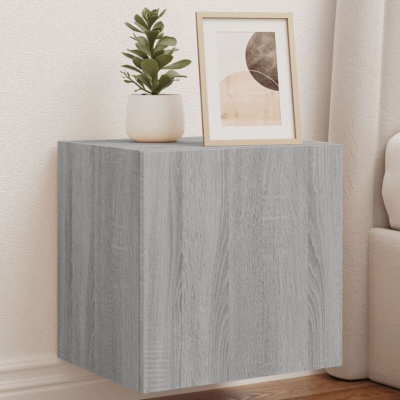 foto del prodotto vidaxl mobili tv a parete con luci led 2pz grigio sonoma 40,5x35x40 cm