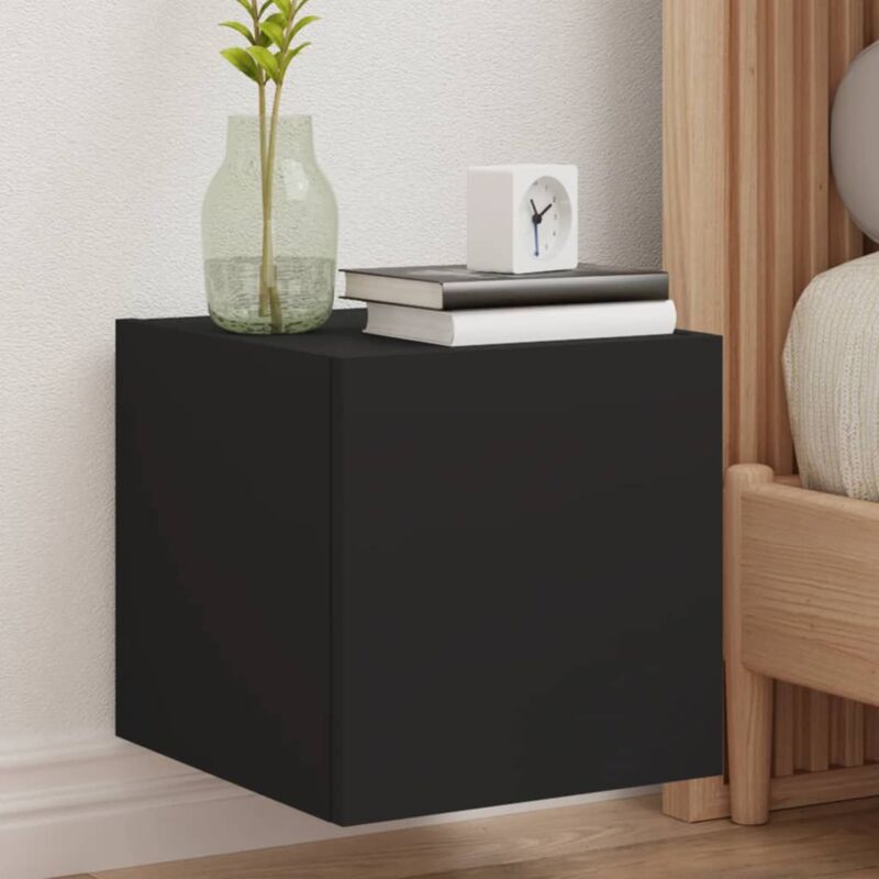 foto del prodotto vidaxl mobili tv a parete con luci led 2pz neri 30,5x35x30 cm