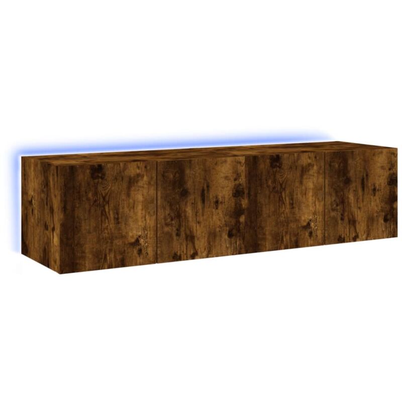 foto del prodotto vidaxl mobili tv a parete con luci led 2pz rovere fumo 60x35x31 cm