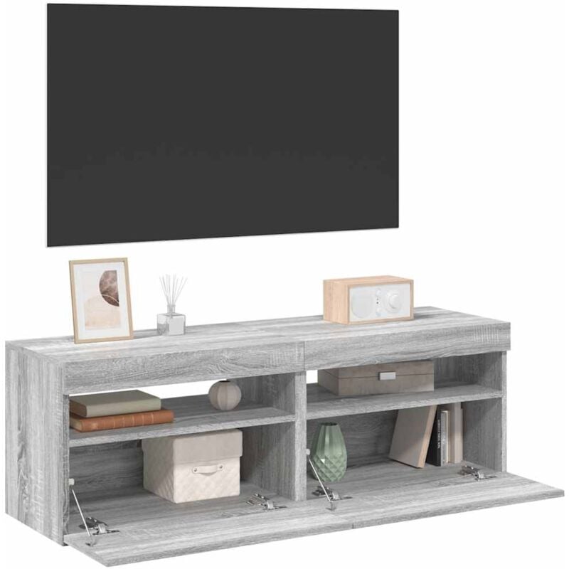 foto del prodotto vidaxl mobili tv con luci led 2 pz grigio sonoma 60x35x40 cm