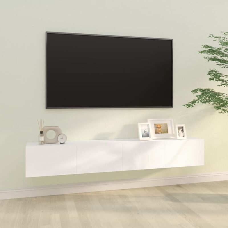 foto del prodotto vidaxl mobili tv da parete 2 pz bianchi 100x30x30 cm legno multistrato