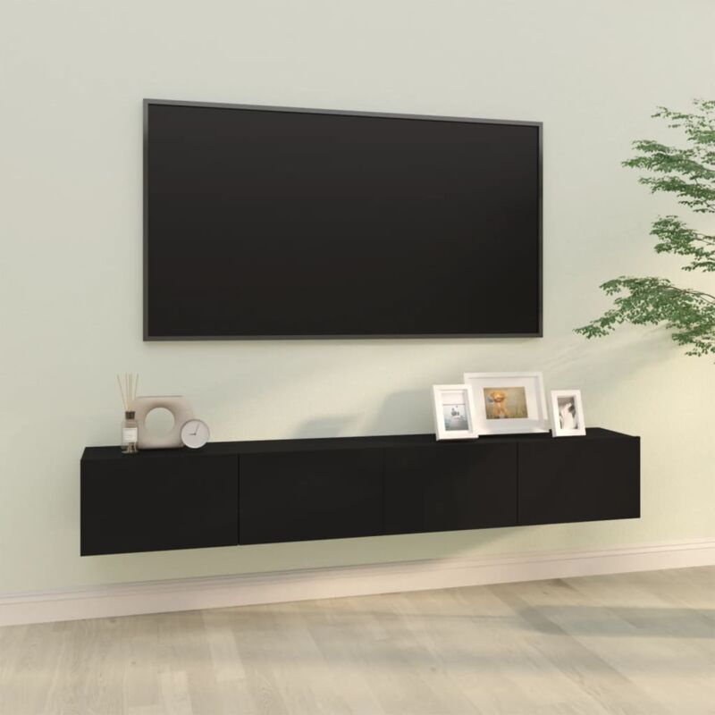 foto del prodotto vidaxl mobili tv da parete 2 pz neri 100x30x30 cm legno multistrato