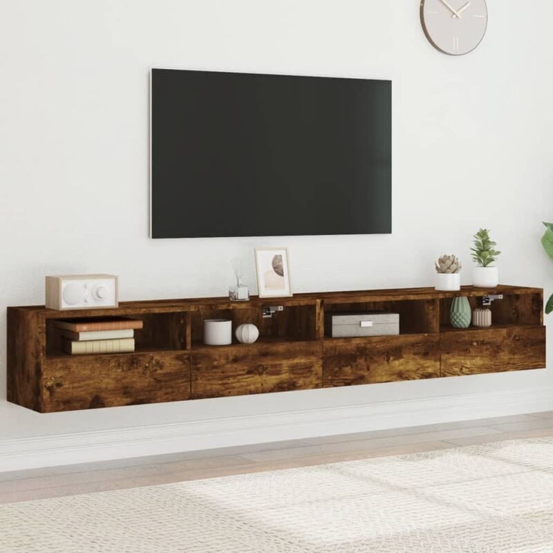 foto del prodotto vidaxl mobili tv parete 2pz rovere fumo 100x30x30 cm legno multistrato