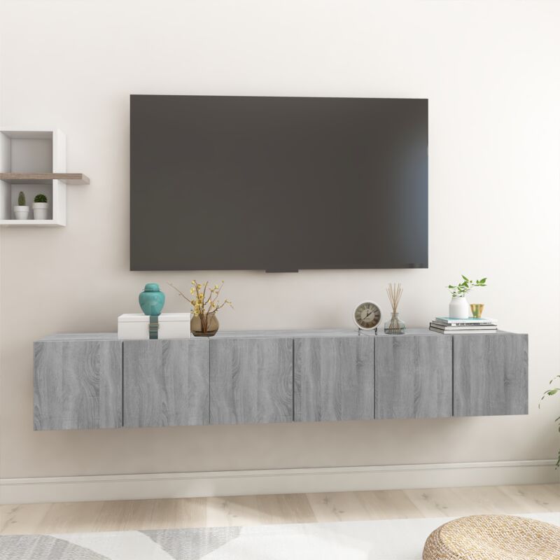 foto del prodotto vidaxl - mobili tv pensili grigio sonoma 3 pz 60x30x30 legno multistrato