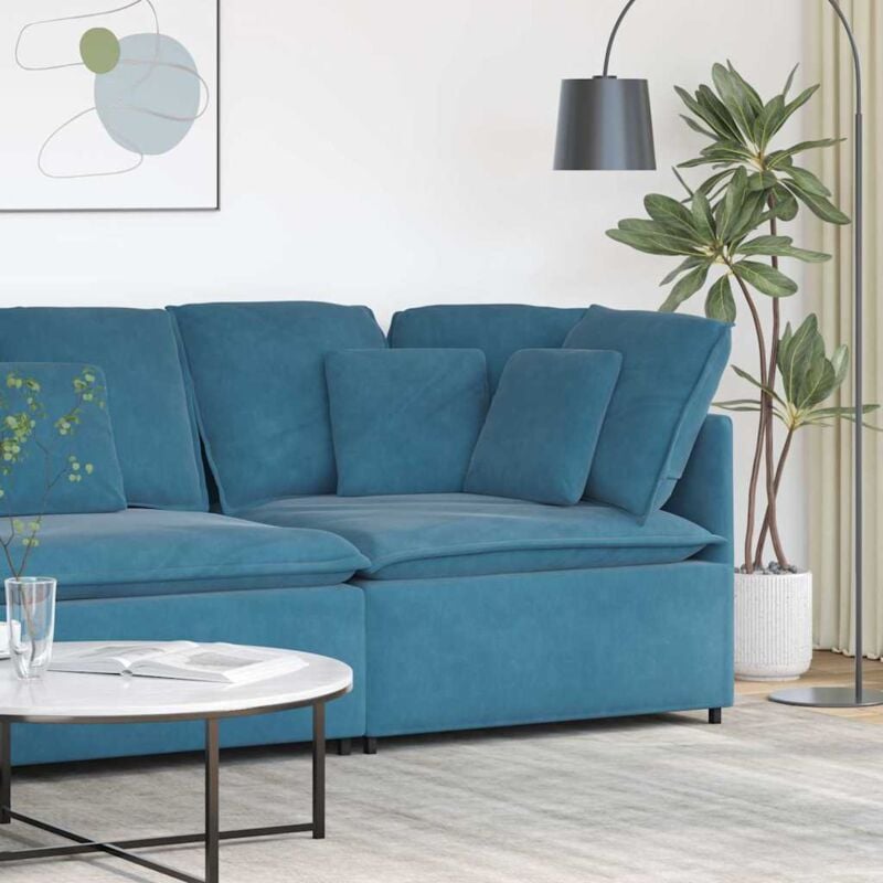 foto del prodotto vidaxl modulo angolare divano modulare con cuscini blu 100 cm