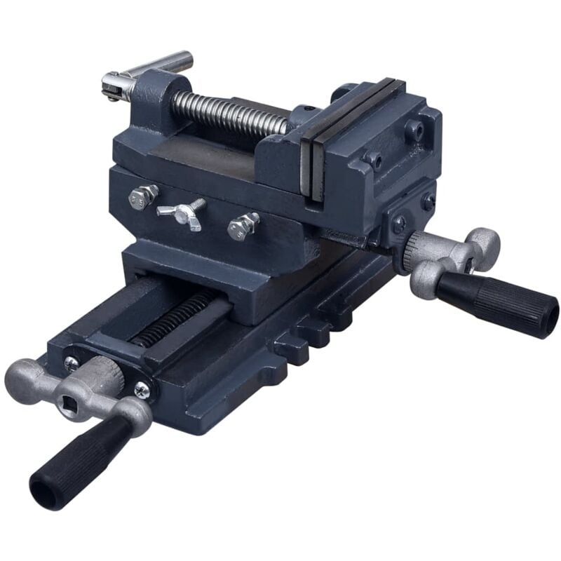 foto del prodotto vidaxl morsa manuale con slitta trasversale per trapano a colonna varie dimensioni dimensioni 70 mm