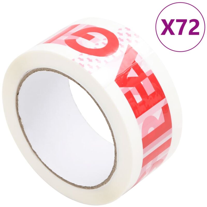foto del prodotto vidaxl nastro da imballaggio 72pz stampa fragile bianco 48 mm x 66 m