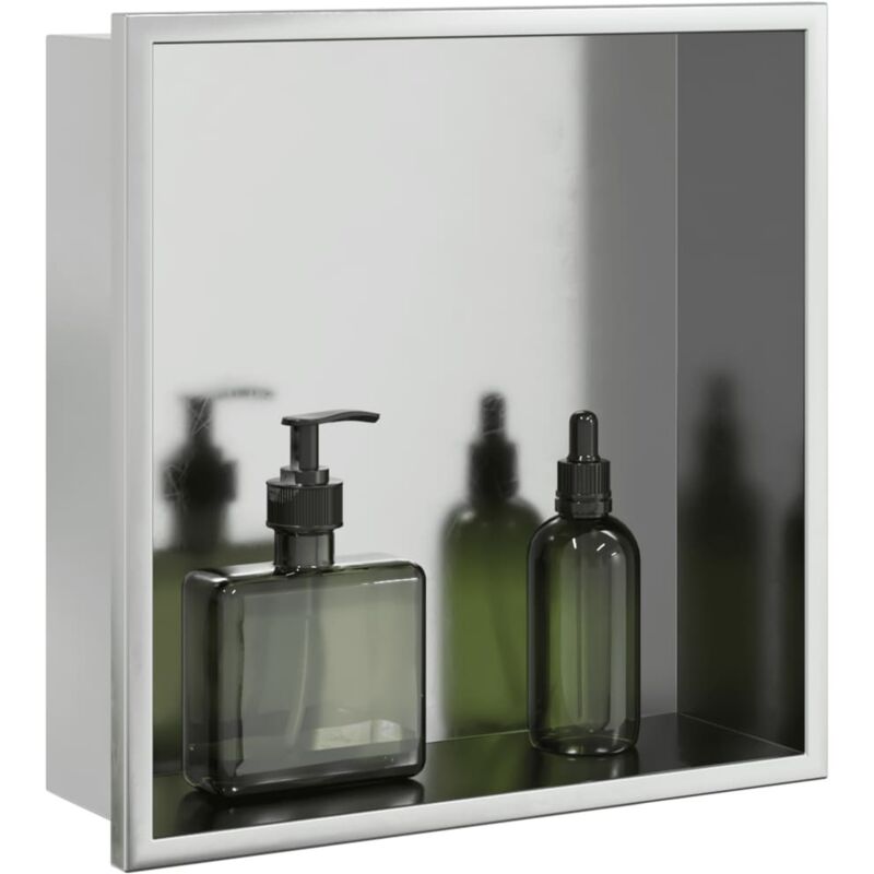 foto del prodotto vidaxl nicchia per doccia argento spazzolato 32x32x9cm in acciaio inox