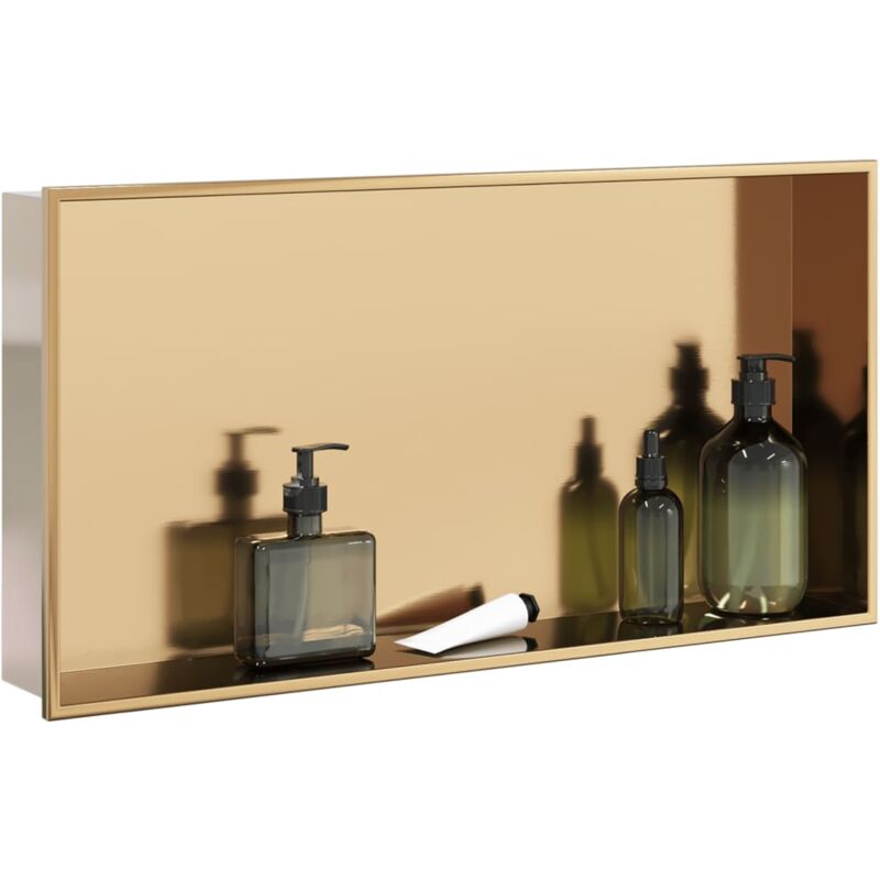 foto del prodotto vidaxl nicchia per doccia oro spazzolato 62x32x9cm in acciaio inox