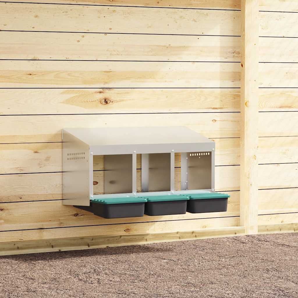 foto del prodotto vidaxl nido per galline a 3 scomparti da parete in acciaio zincato