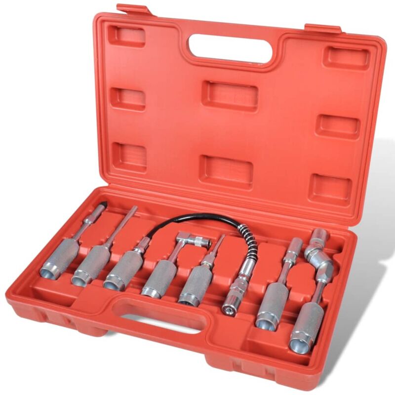 foto del prodotto vidaxl nuovo kit 7pz pistola lubrificazione con strumento adattatore e punte