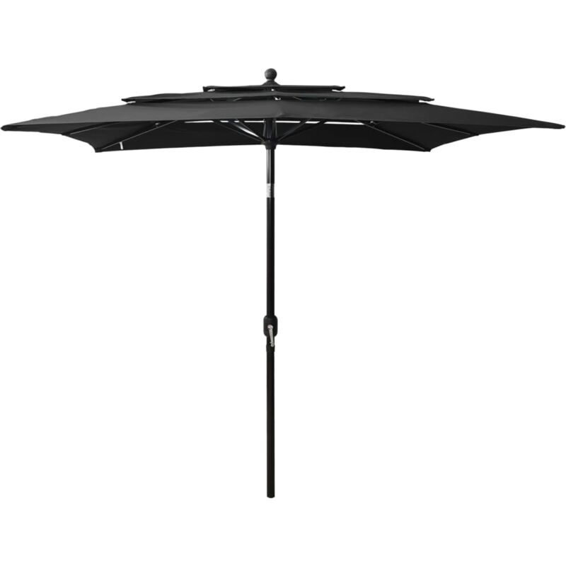 foto del prodotto vidaxl ombrellone a 3 livelli con palo in alluminio nero 2,5x2,5 m