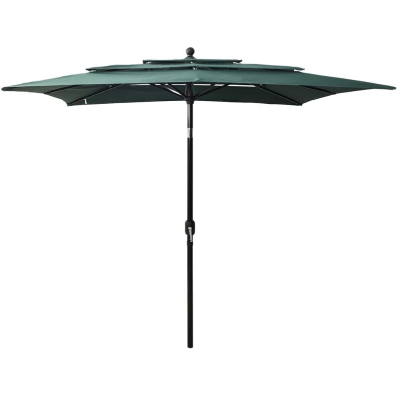 foto del prodotto vidaxl ombrellone a 3 livelli con palo in alluminio verde 2,5x2,5 m