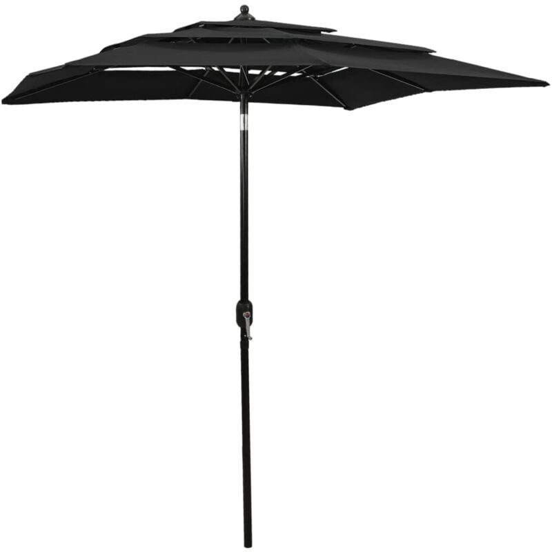 foto del prodotto vidaxl ombrellone a sbalzo 3 livelli palo alluminio 2x2 m nero