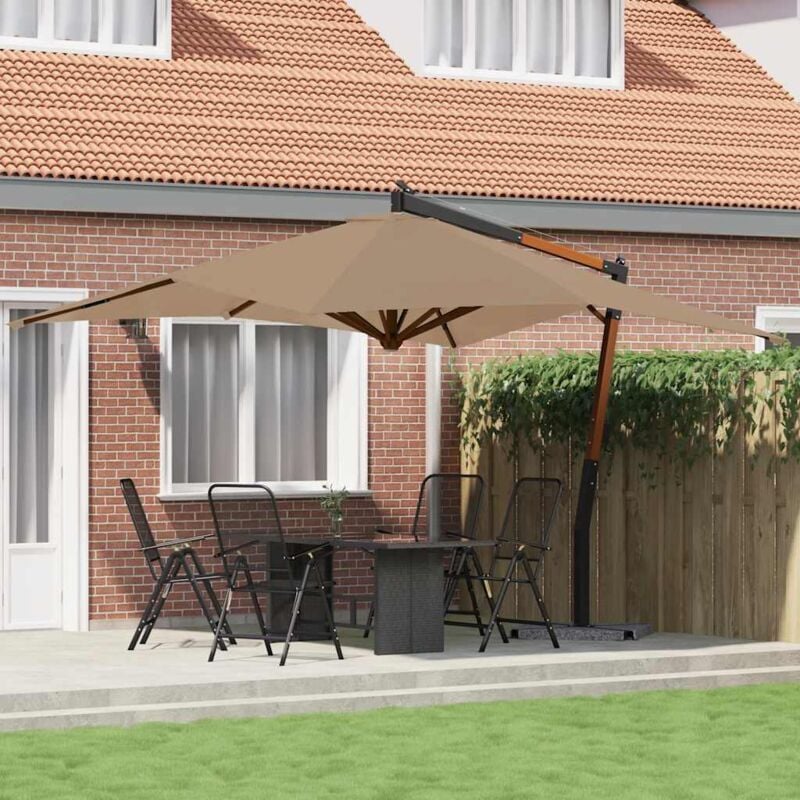 foto del prodotto vidaxl ombrellone a sbalzo con palo in legno 400x300 cm tortora