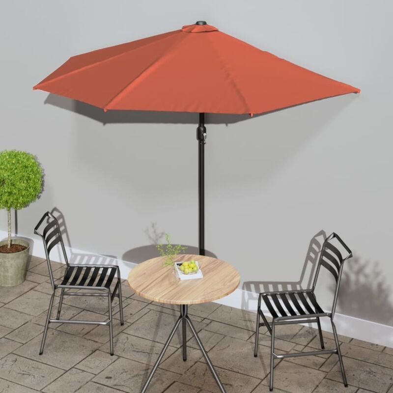 foto del prodotto vidaxl ombrellone balcone palo alluminio terracotta 270x144x222cm met 