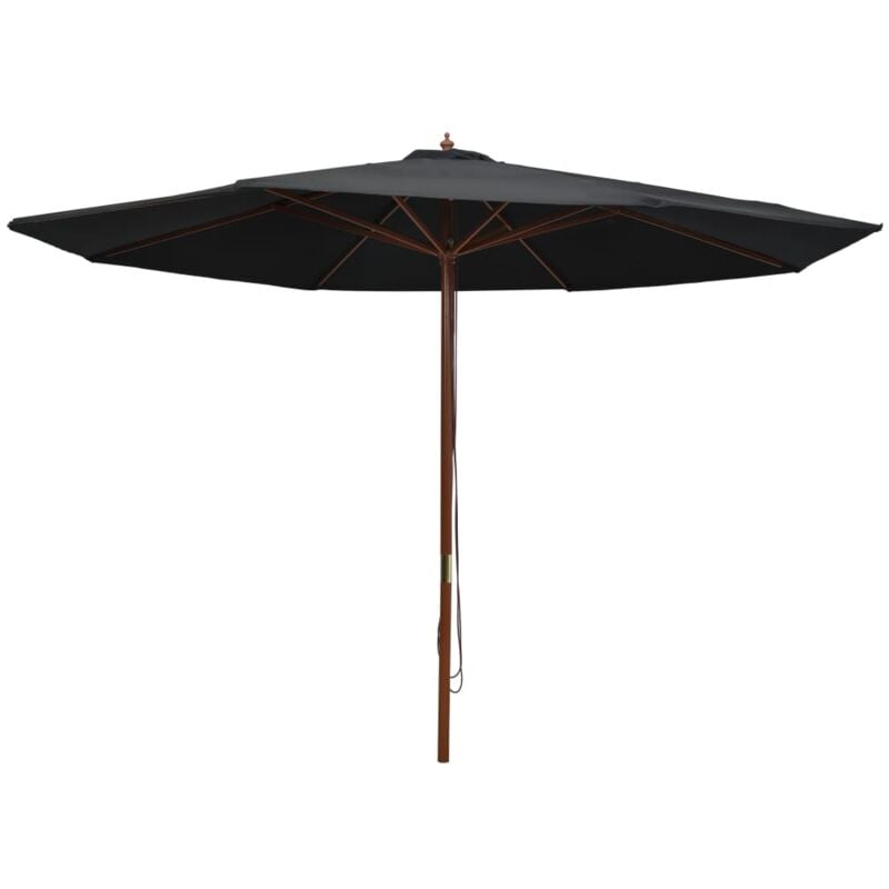 foto del prodotto vidaxl ombrellone da esterni con palo in legno 350 cm nero