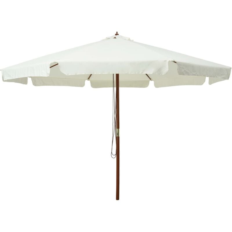 foto del prodotto vidaxl ombrellone da esterno con palo in legno 330 cm bianco sabbia
