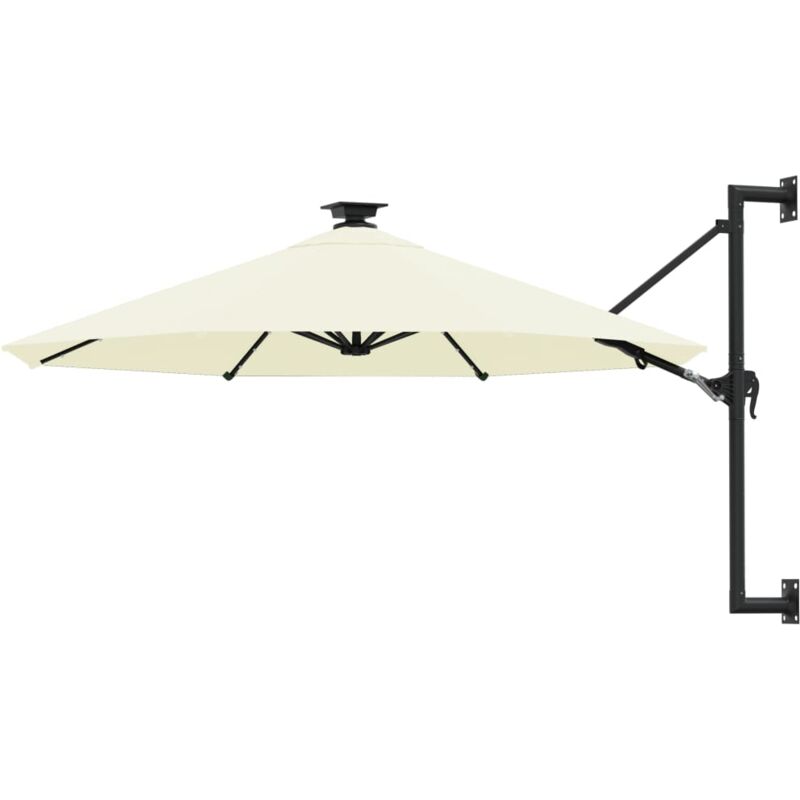 foto del prodotto vidaxl ombrellone da giardino a parete con led 300 cm sabbia