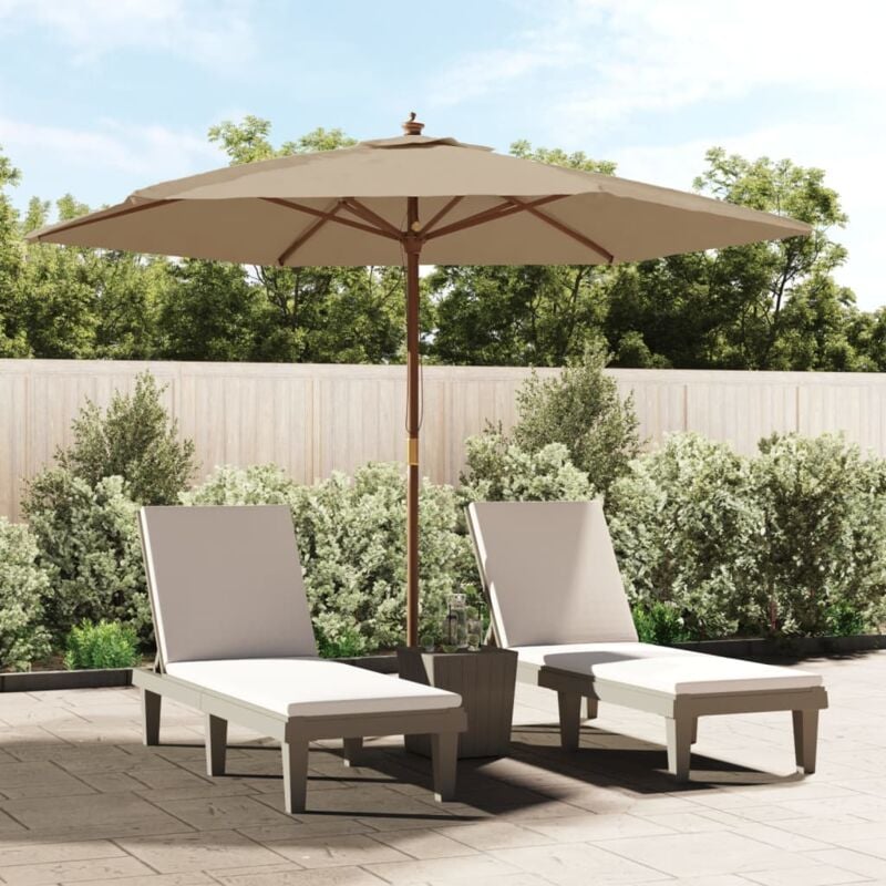 foto del prodotto vidaxl ombrellone da giardino con palo in legno tortora 299x240 cm