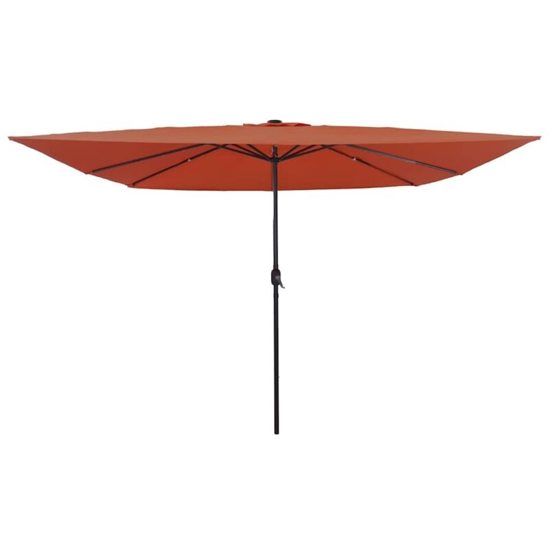 foto del prodotto vidaxl ombrellone da giardino quadrato con luci led 295x245 cm in terracotta