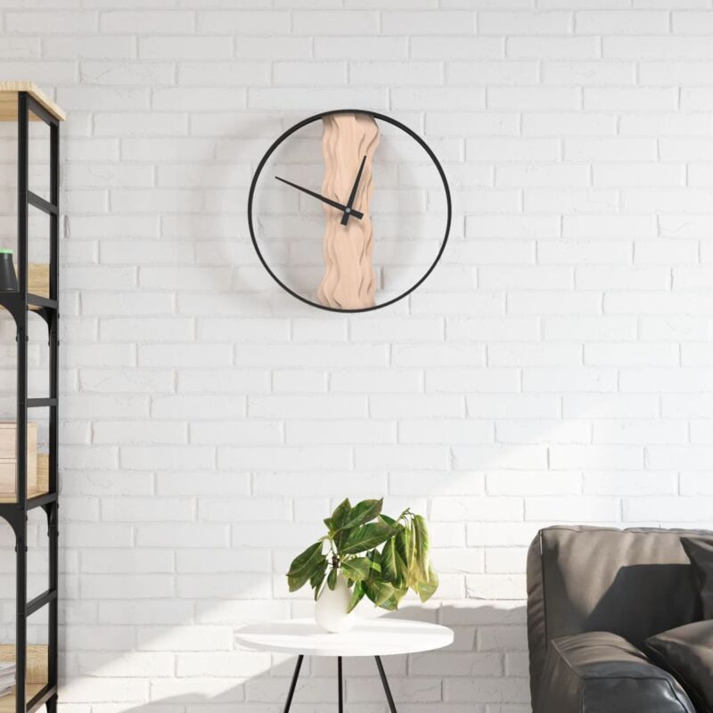 foto del prodotto vidaxl orologio a parete marrone 35 cm in ferro e legno di quercia