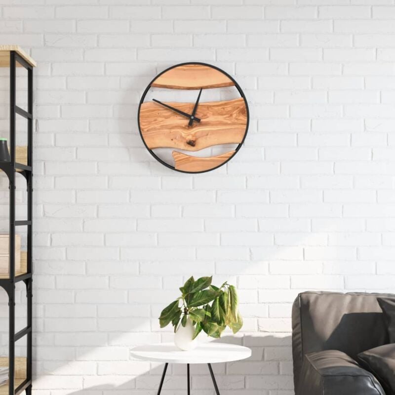 foto del prodotto vidaxl orologio a parete marrone 35 cm in ferro e legno di ulivo
