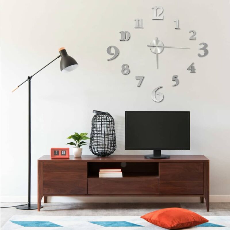 foto del prodotto vidaxl orologio da parete 3d design moderno argento 100 cm xxl