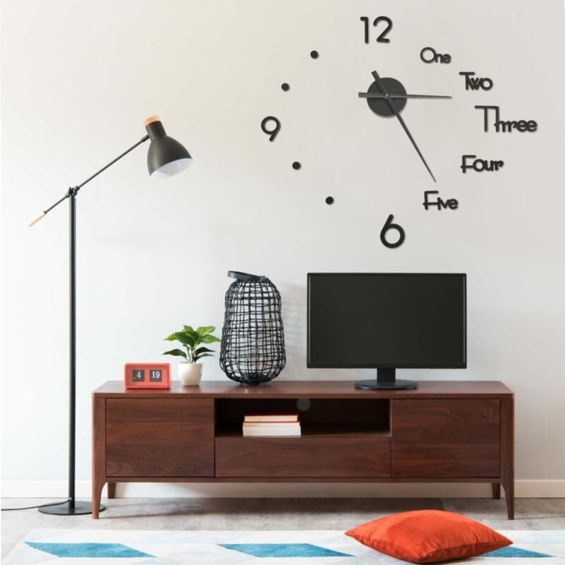 foto del prodotto vidaxl orologio da parete 3d design moderno nero 100 cm xxl