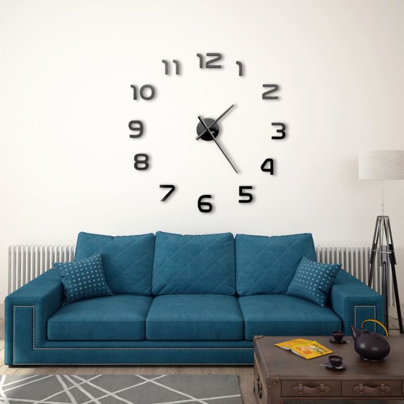 foto del prodotto vidaxl orologio da parete 3d in stile moderno 100 cm xxl orologio salotto elegante vari colori colore nero lucido